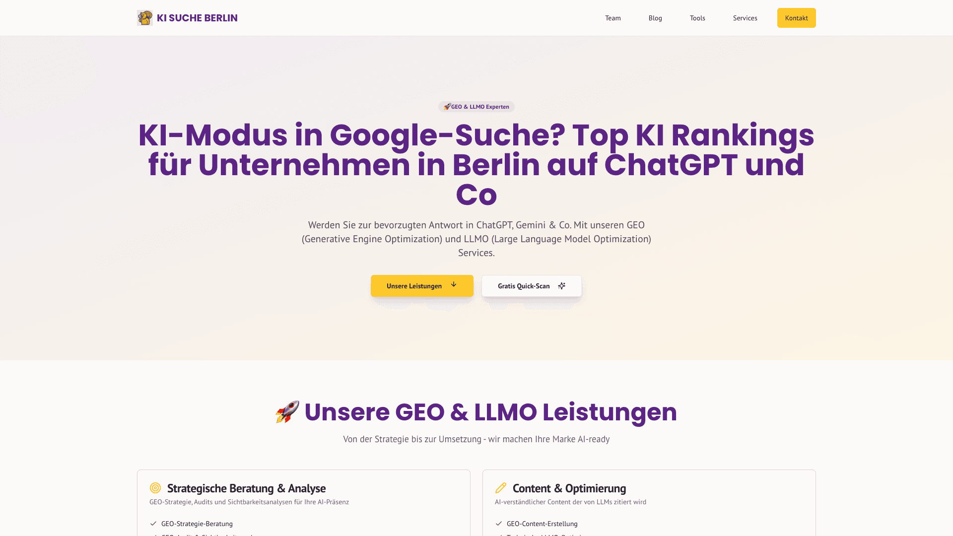 Screenshot von KI Suche Berlin