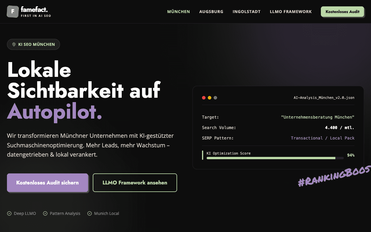 Screenshot von KI SEO München